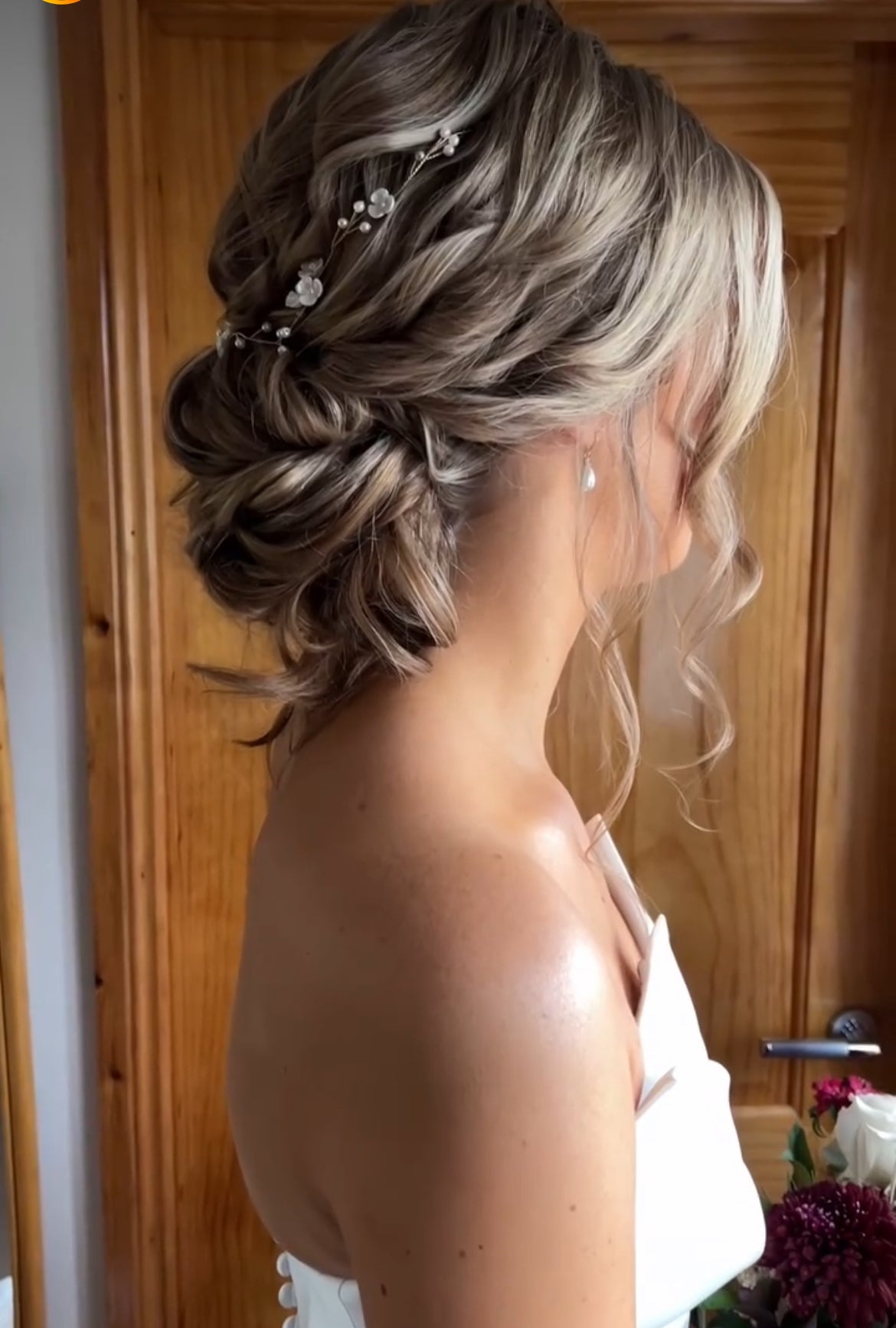 Virágos hajdrót 100cm menyasszonyi fejdísz