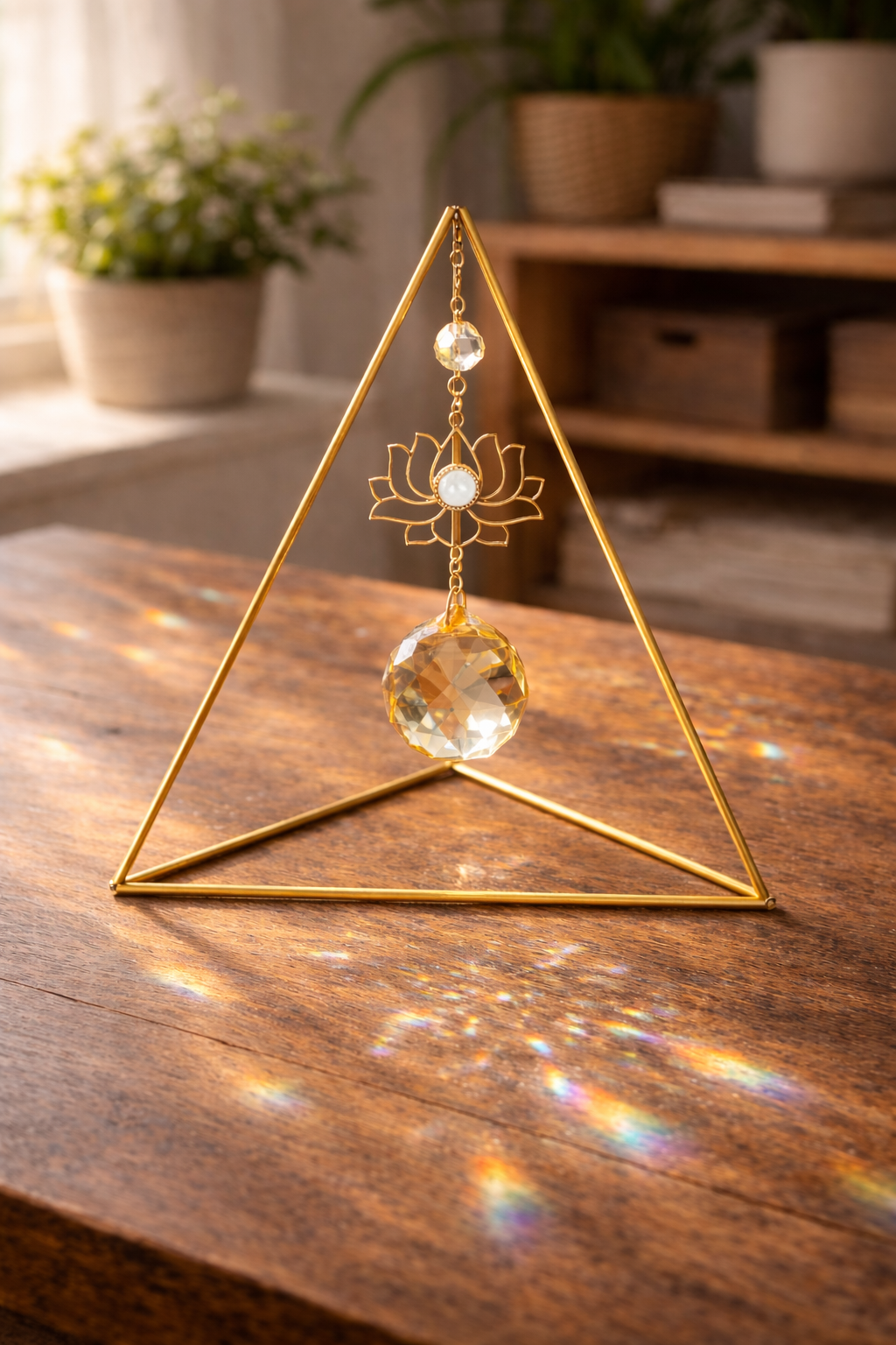 Lótusz virágos - Asztali prizma napfogó kristály dekoráció