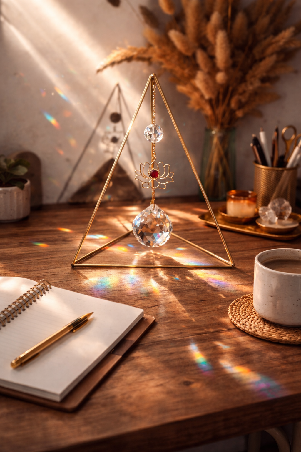 Lótusz virágos - Asztali prizma napfogó kristály dekoráció