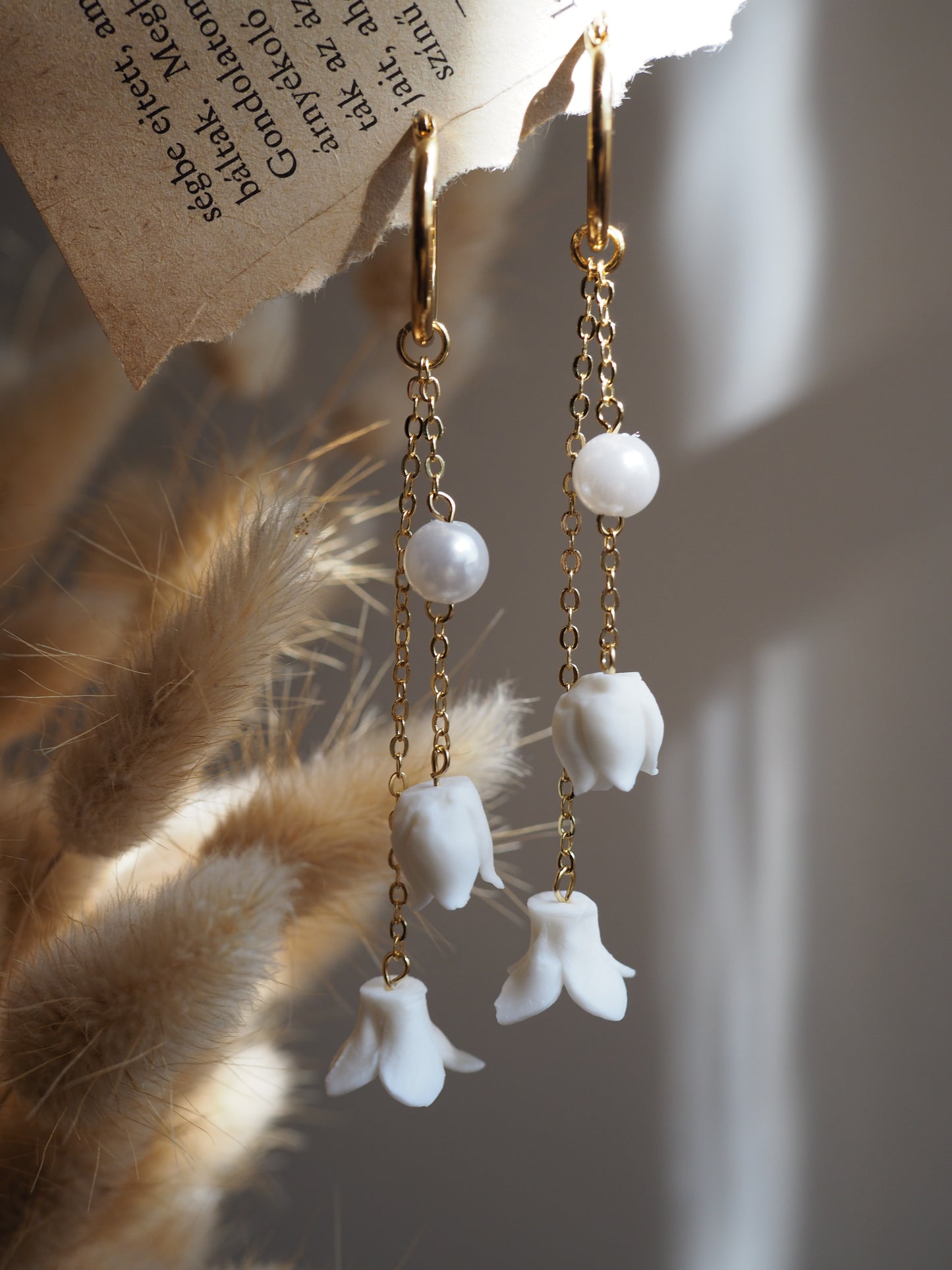 Virágos Menyasszonyi lógós fülbevaló