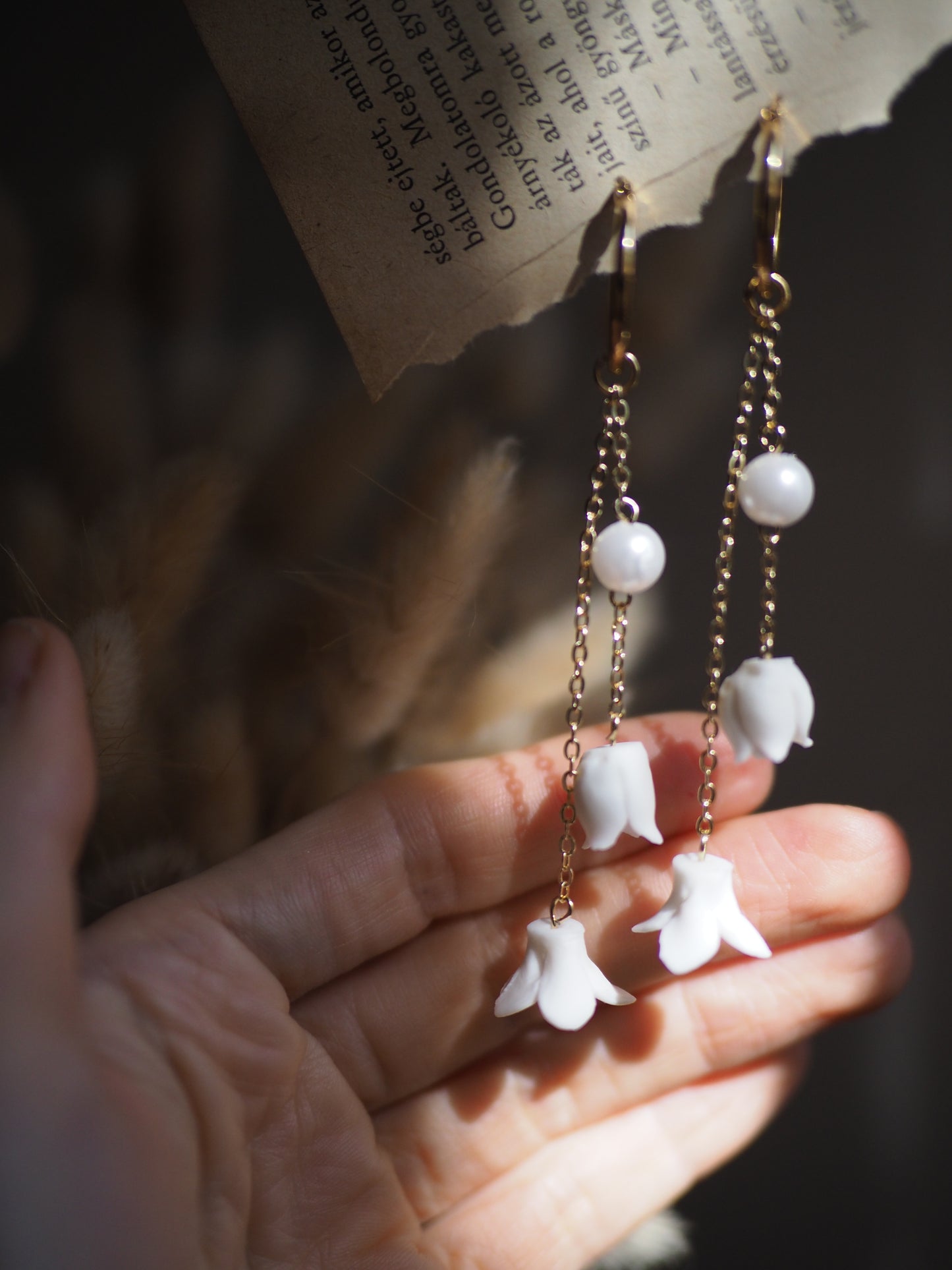 Virágos Menyasszonyi lógós fülbevaló