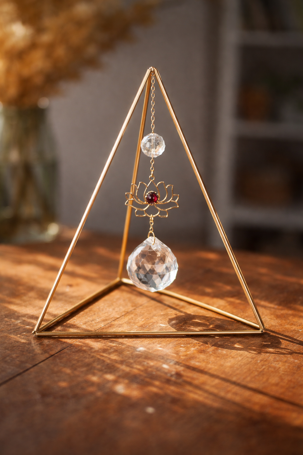 Lótusz virágos - Asztali prizma napfogó kristály dekoráció