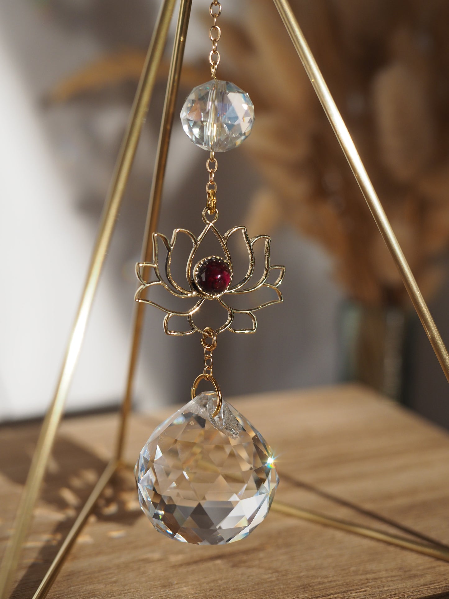 Lótusz virágos - Asztali prizma napfogó kristály dekoráció