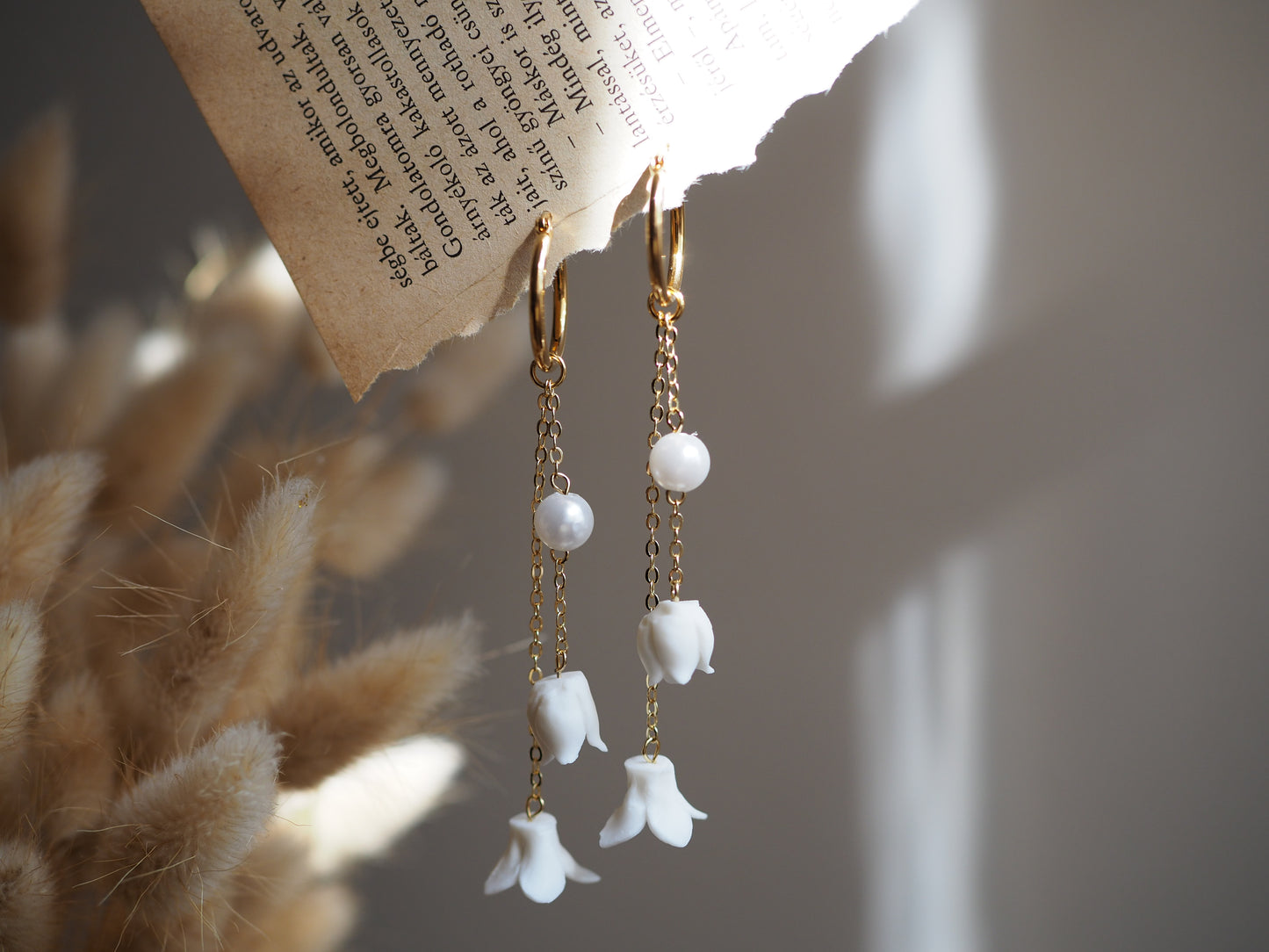 Virágos Menyasszonyi lógós fülbevaló