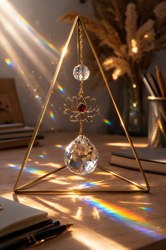 Lótusz virágos - Asztali prizma napfogó kristály dekoráció