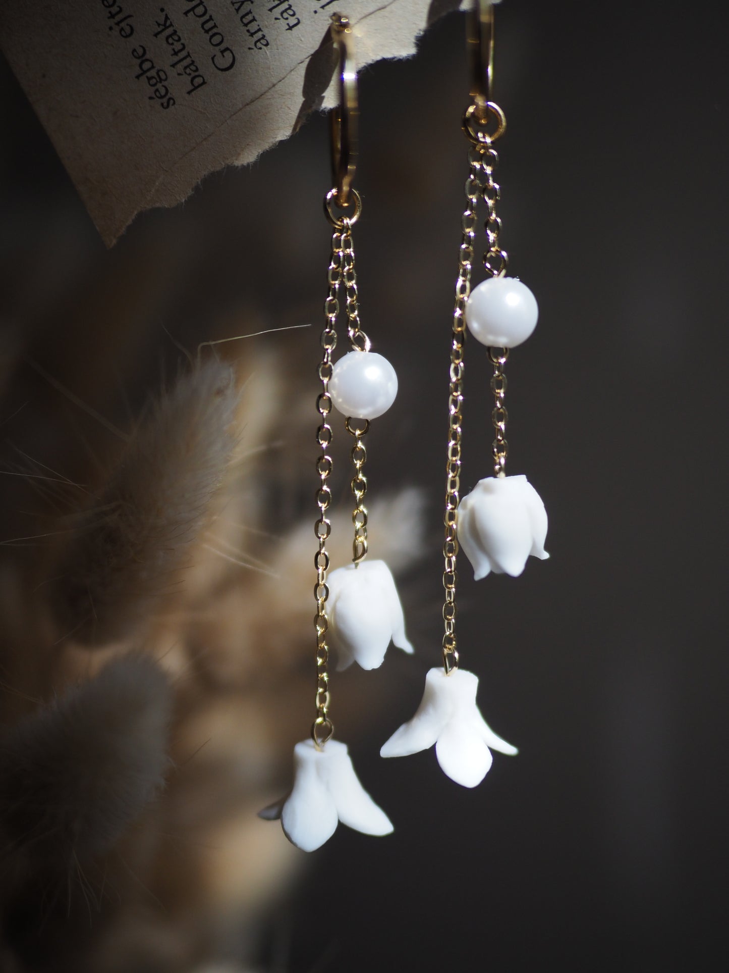 Virágos Menyasszonyi lógós fülbevaló