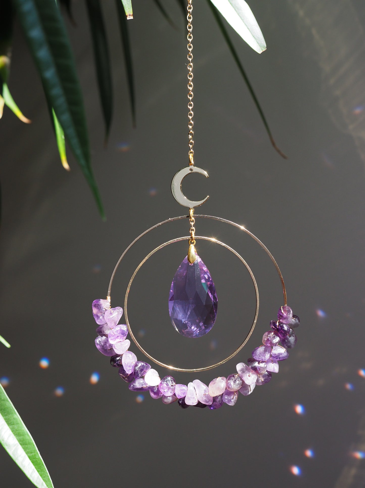 Aziza 18k aranyozott napfogó természetes kristályokkal