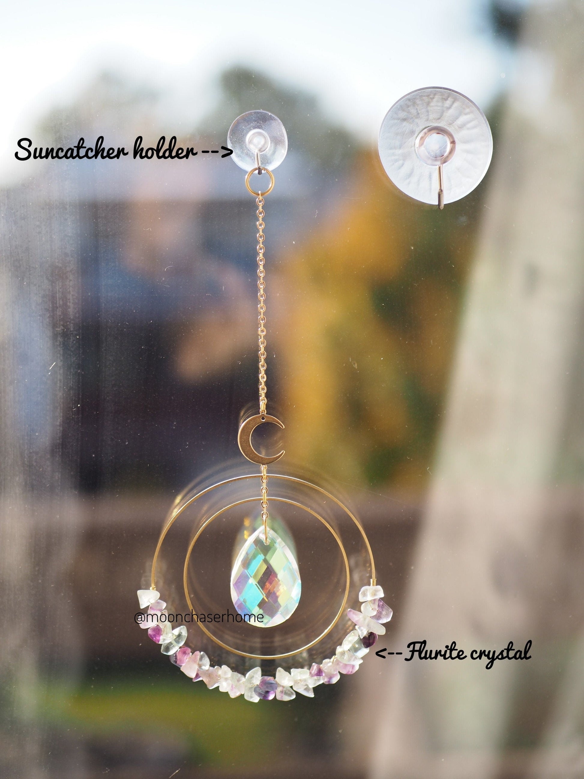 Aziza suncatcher personalised gift - 18K real GOLD PLATED moon car charm, birthday gift, gift for her, sun catcher