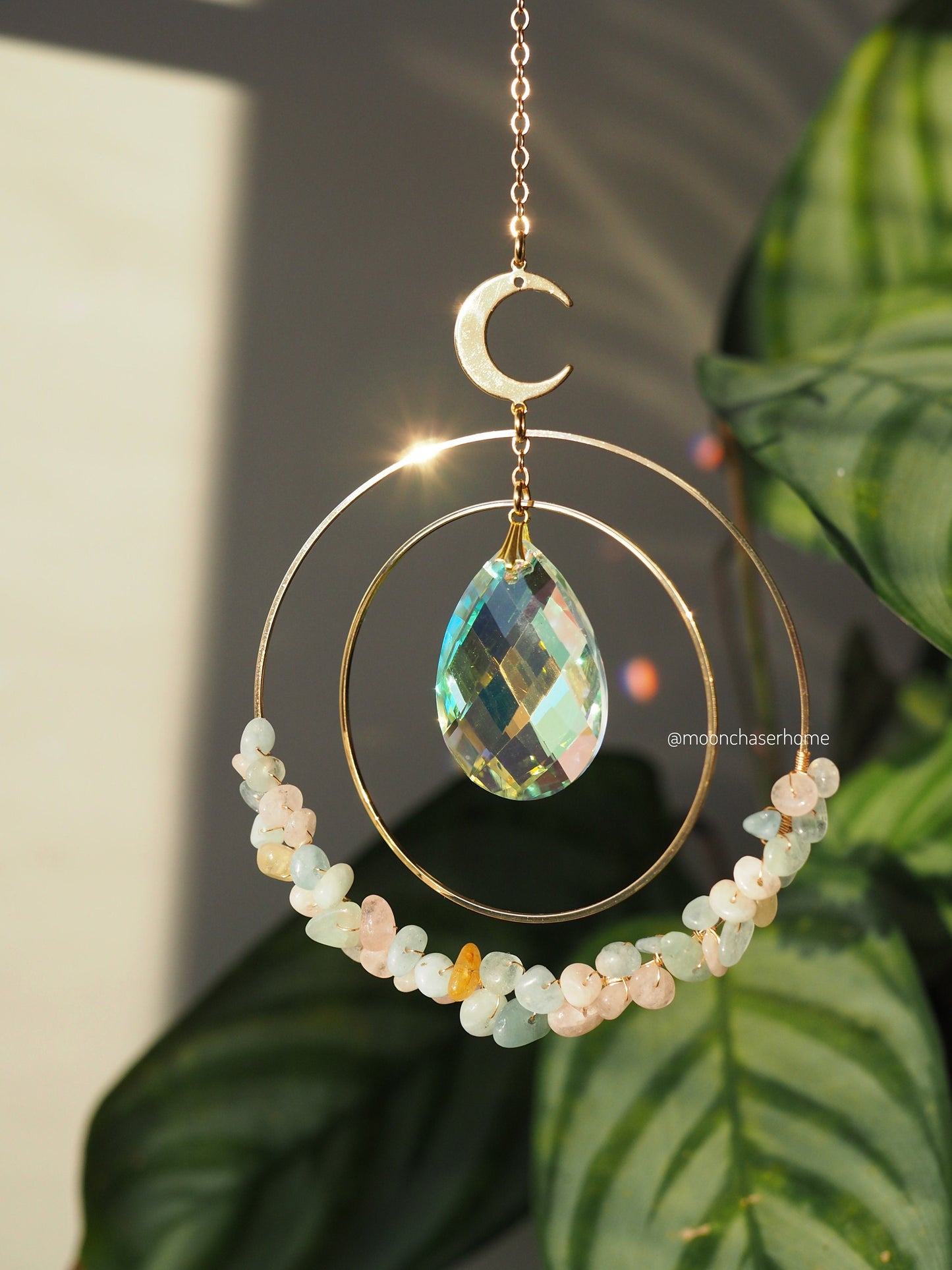 Aziza suncatcher personalised gift - 18K real GOLD PLATED moon car charm, birthday gift, gift for her, sun catcher