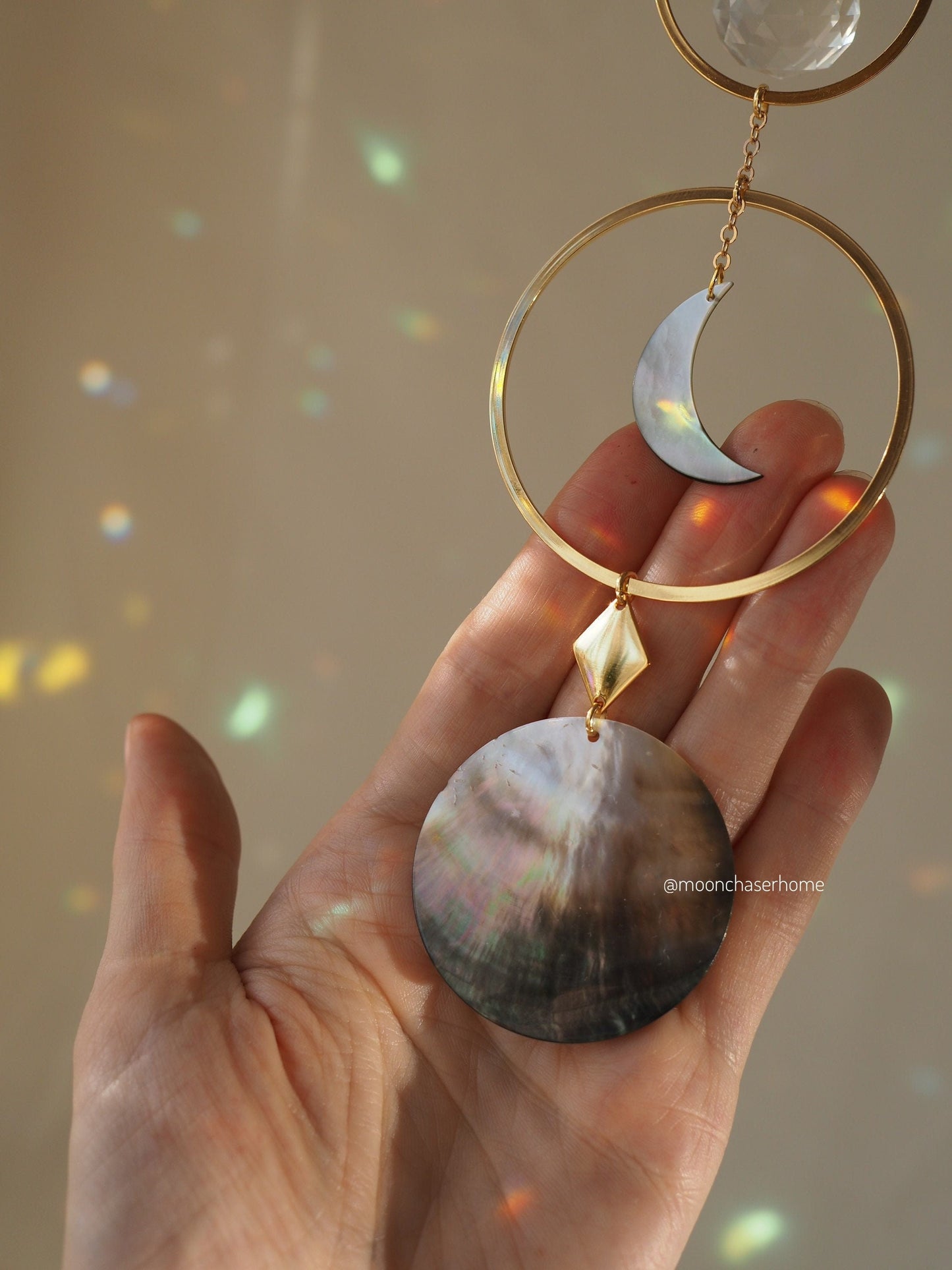 Birthday gift-Abha Black Shell suncatcher-18K GOLD PLATED suncatcher, rainbow prism, gift for her,Mother’s gift, housewarming gift