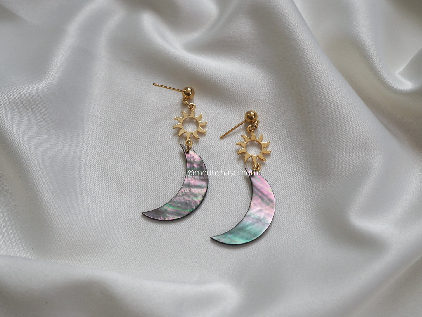 18K Gold Plated earring with moon/hoop,boho earring+shell, long earrings, boheman jewelry,Birthday gift,gift for woman, celestial earring