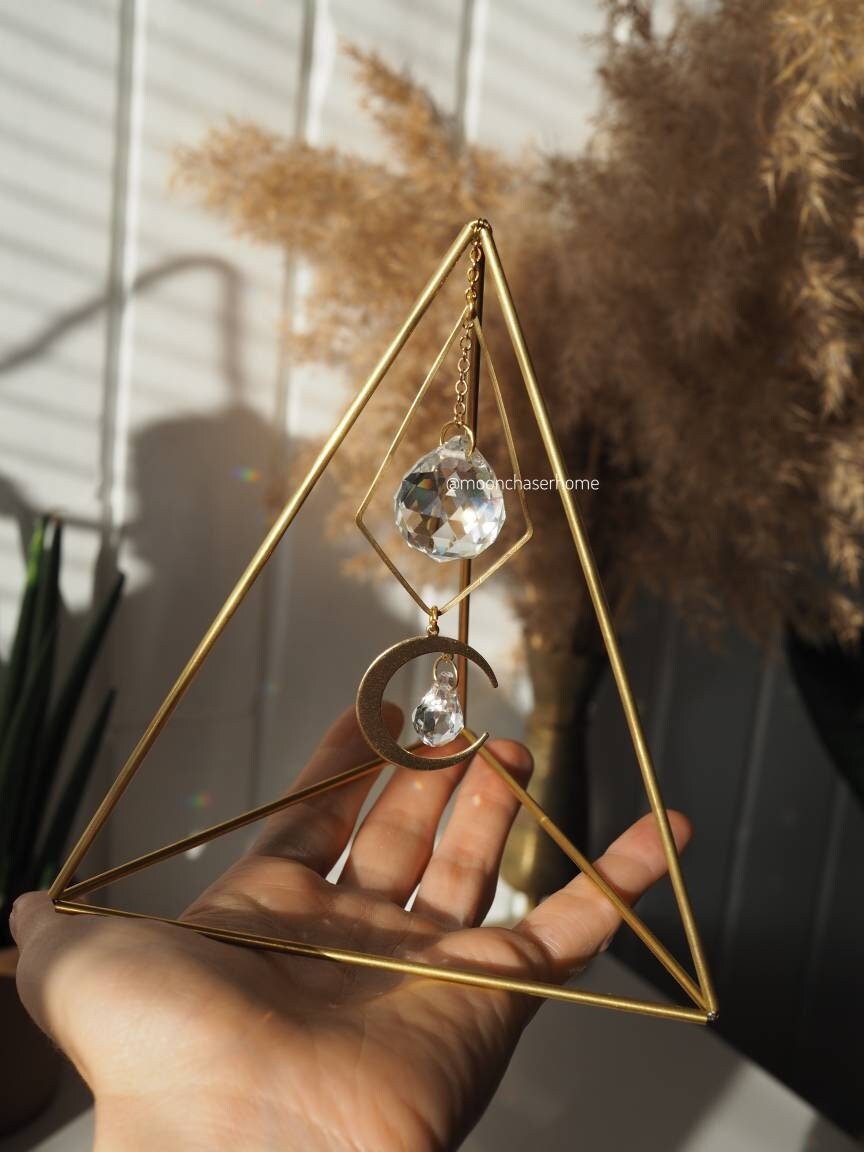 Mira&Moon triangle suncatcher desk decor, prism, rainbow prism, office decor, light diffuser, home decoration, crystal prisma