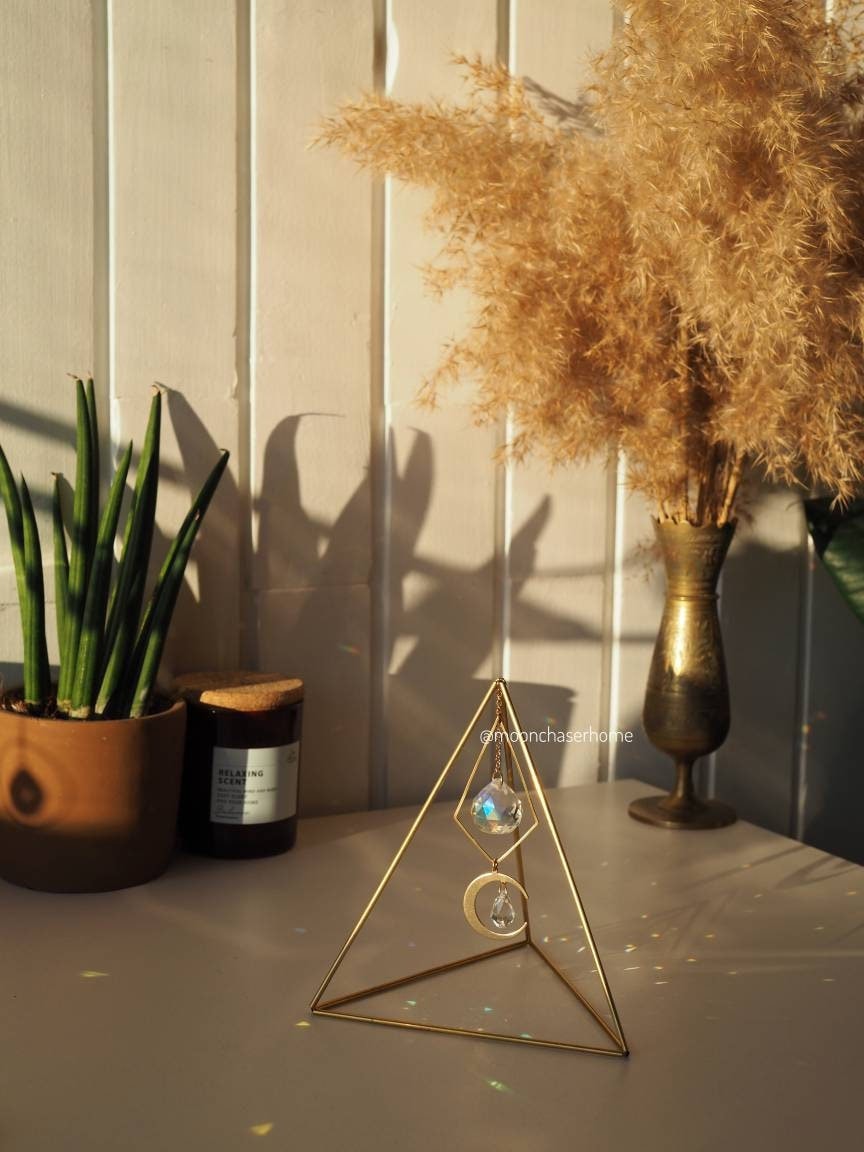 Mira&Moon triangle suncatcher desk decor, prism, rainbow prism, office decor, light diffuser, home decoration, crystal prisma