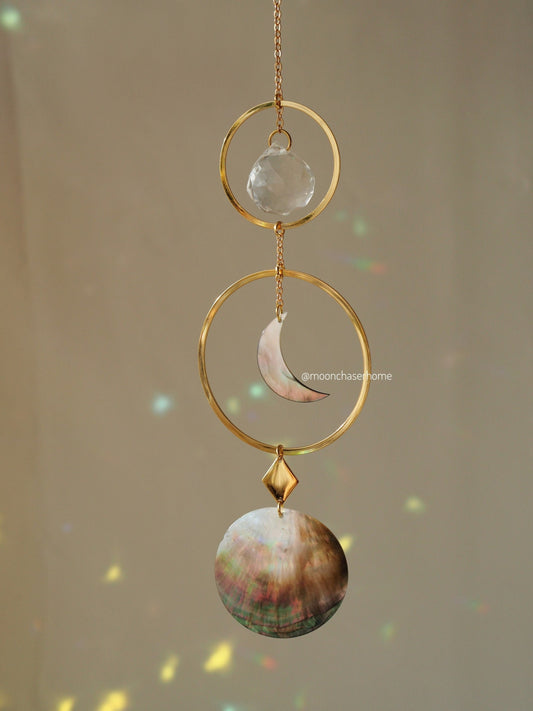 Birthday gift-Abha Black Shell suncatcher-18K GOLD PLATED suncatcher, rainbow prism, gift for her,Mother’s gift, housewarming gift