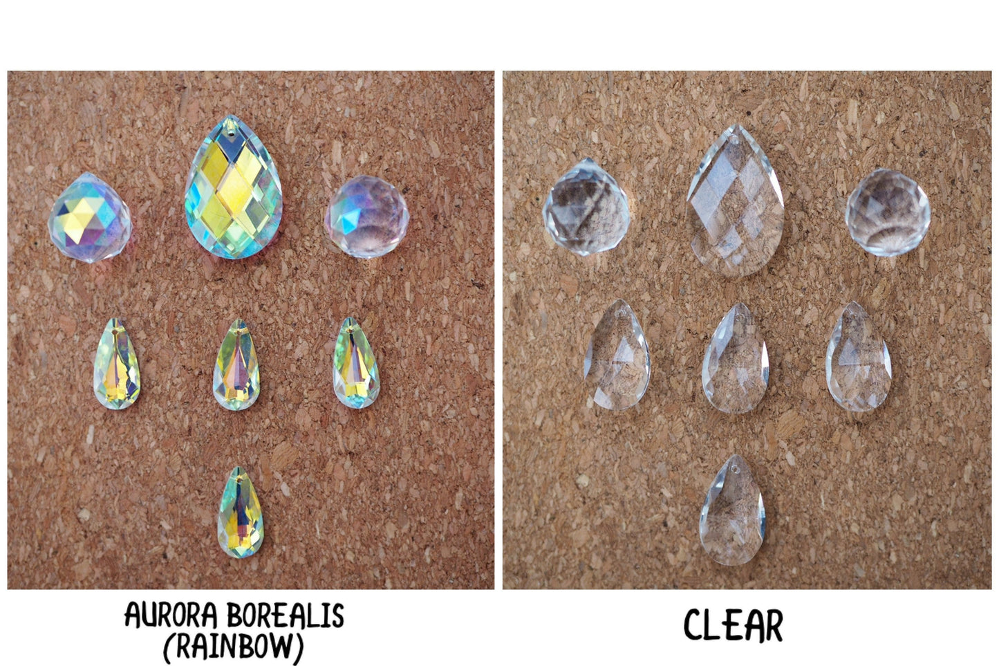 Leela long crystal sun catcher with moon pendant, rainbow prism, light maker, rainbow maker, geometric sun catcher
