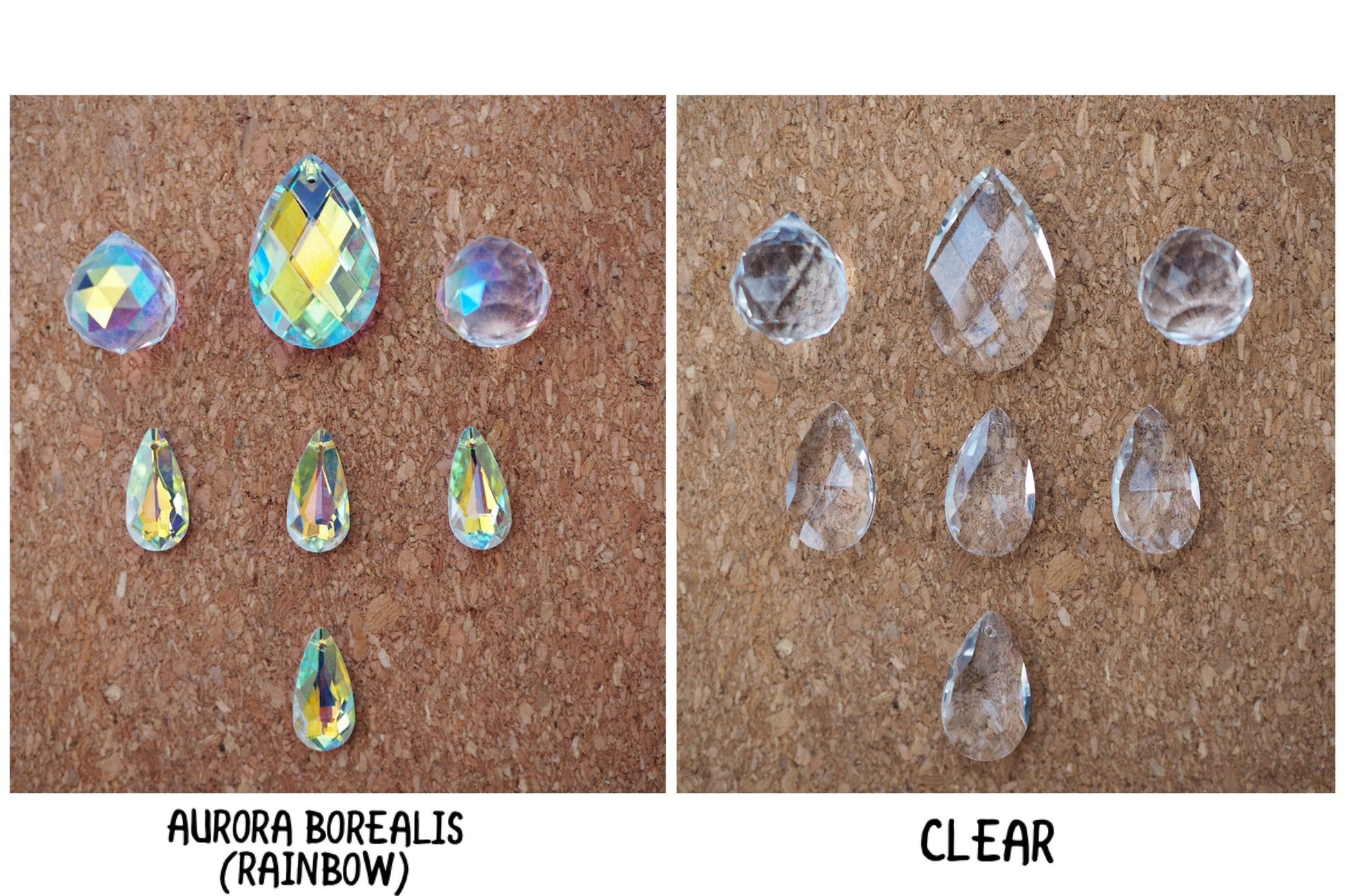 Leela long crystal sun catcher with moon pendant, rainbow prism, light maker, rainbow maker, geometric sun catcher