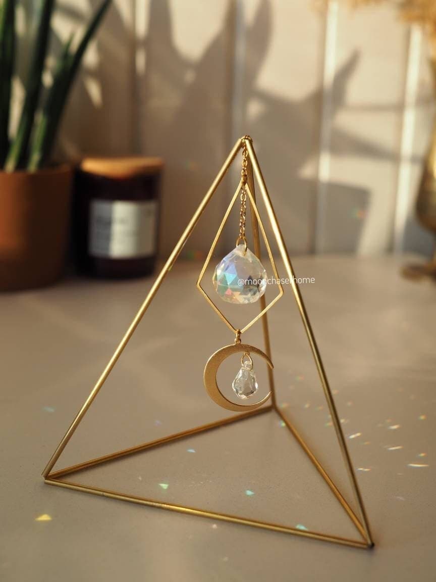 Mira&Moon triangle suncatcher desk decor, prism, rainbow prism, office decor, light diffuser, home decoration, crystal prisma