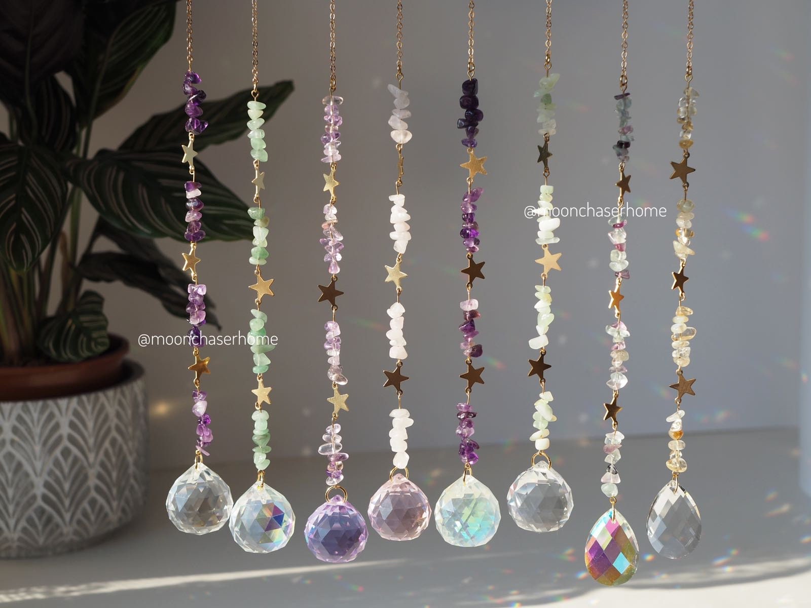 Gemstone,Crystal suncatchers+stars, aurora borealis crystals,gift for woman, birthday gift, housewarming gift