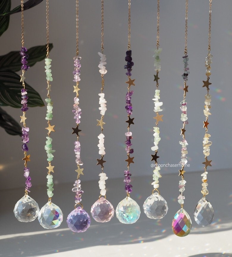 Gemstone,Crystal suncatchers+stars, aurora borealis crystals,gift for woman, birthday gift, housewarming gift