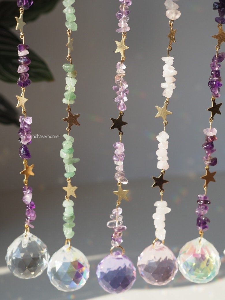 Gemstone,Crystal suncatchers+stars, aurora borealis crystals,gift for woman, birthday gift, housewarming gift