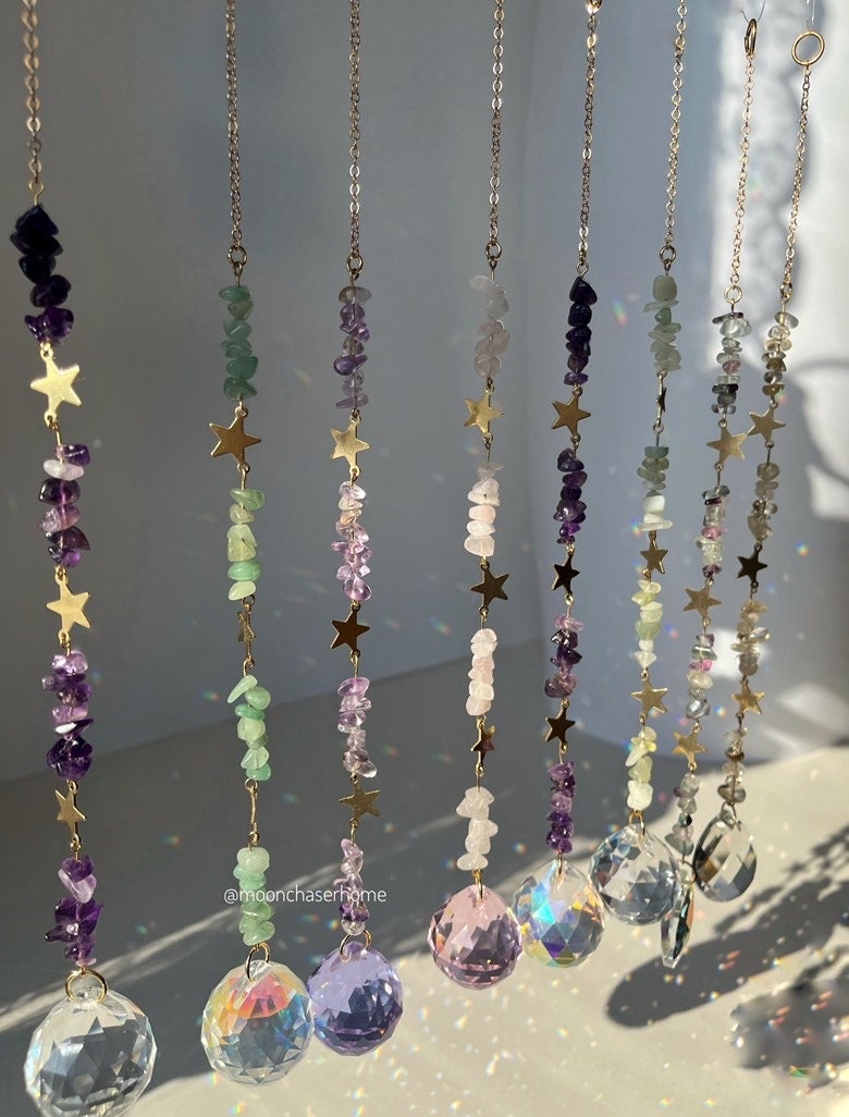 Gemstone,Crystal suncatchers+stars, aurora borealis crystals,gift for woman, birthday gift, housewarming gift