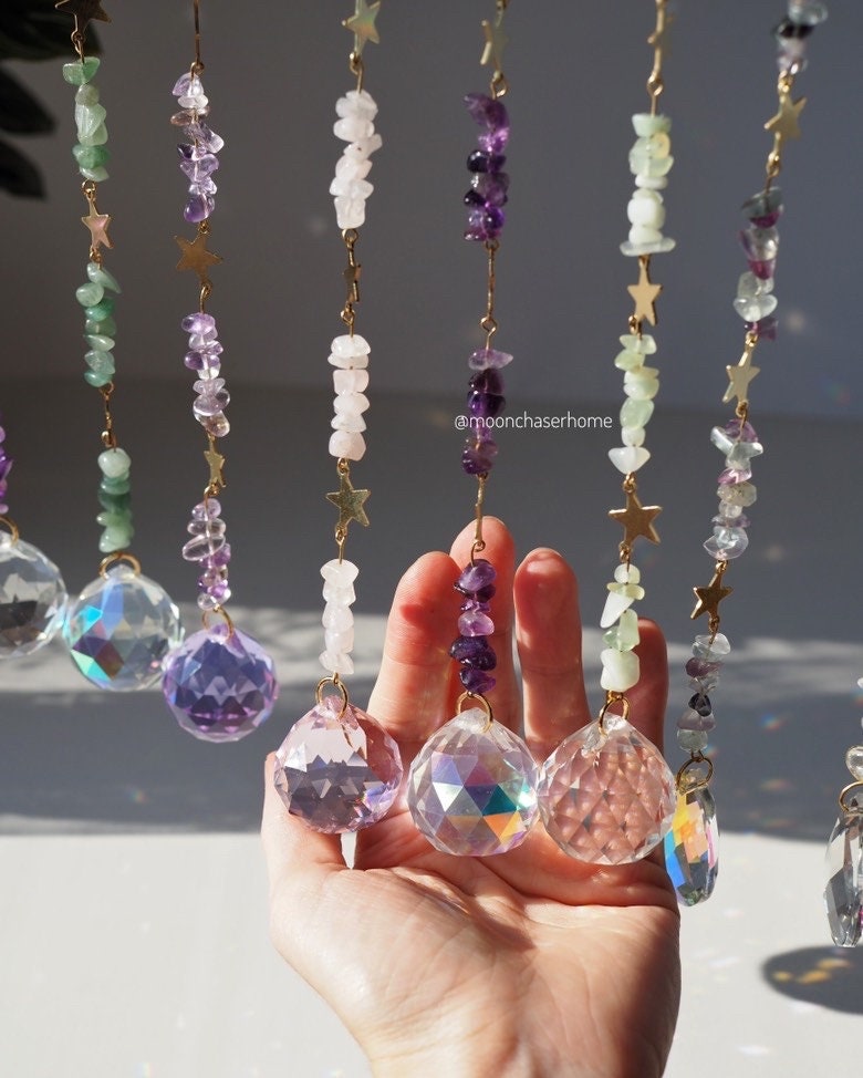 Gemstone,Crystal suncatchers+stars, aurora borealis crystals,gift for woman, birthday gift, housewarming gift