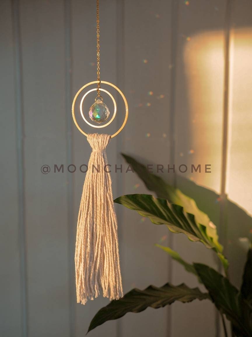 Ayam- sun catcher with tassel, rainbow prism, light diffuser, boho home decoration, housewarming gift