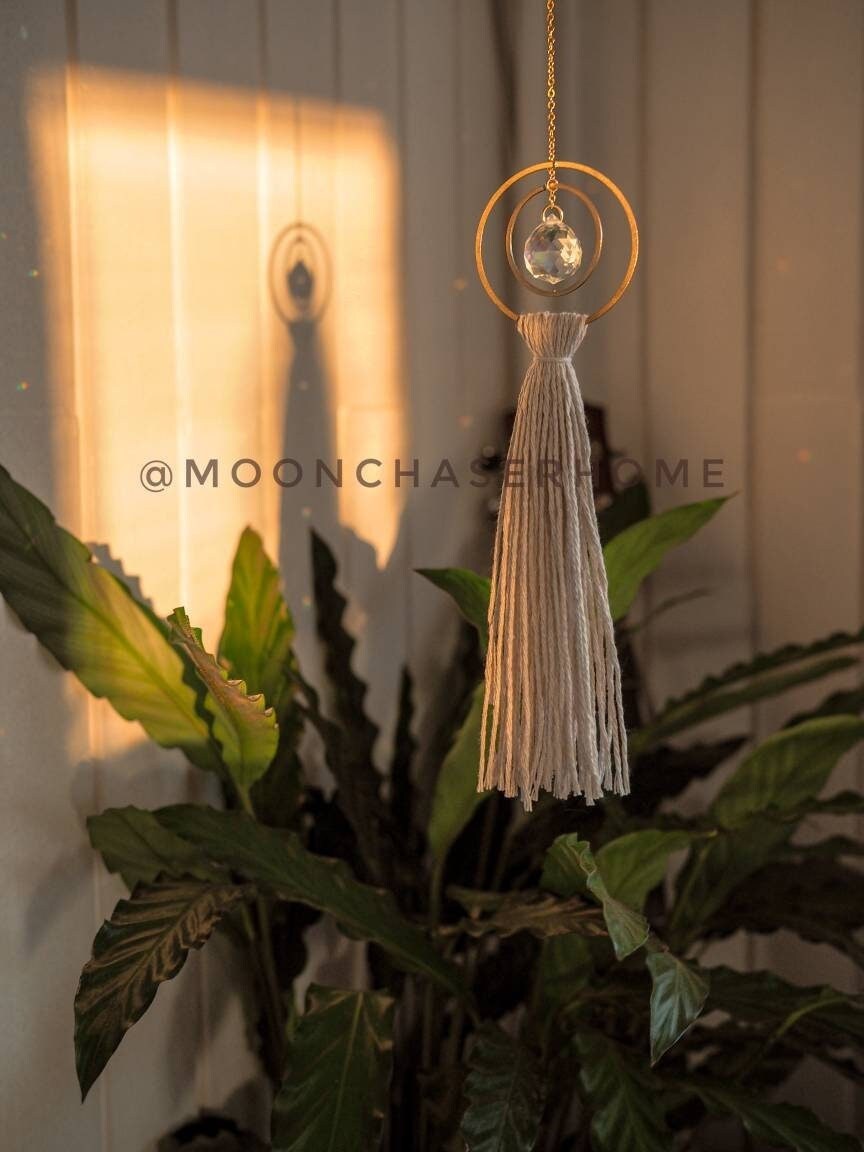 Ayam- sun catcher with tassel, rainbow prism, light diffuser, boho home decoration, housewarming gift