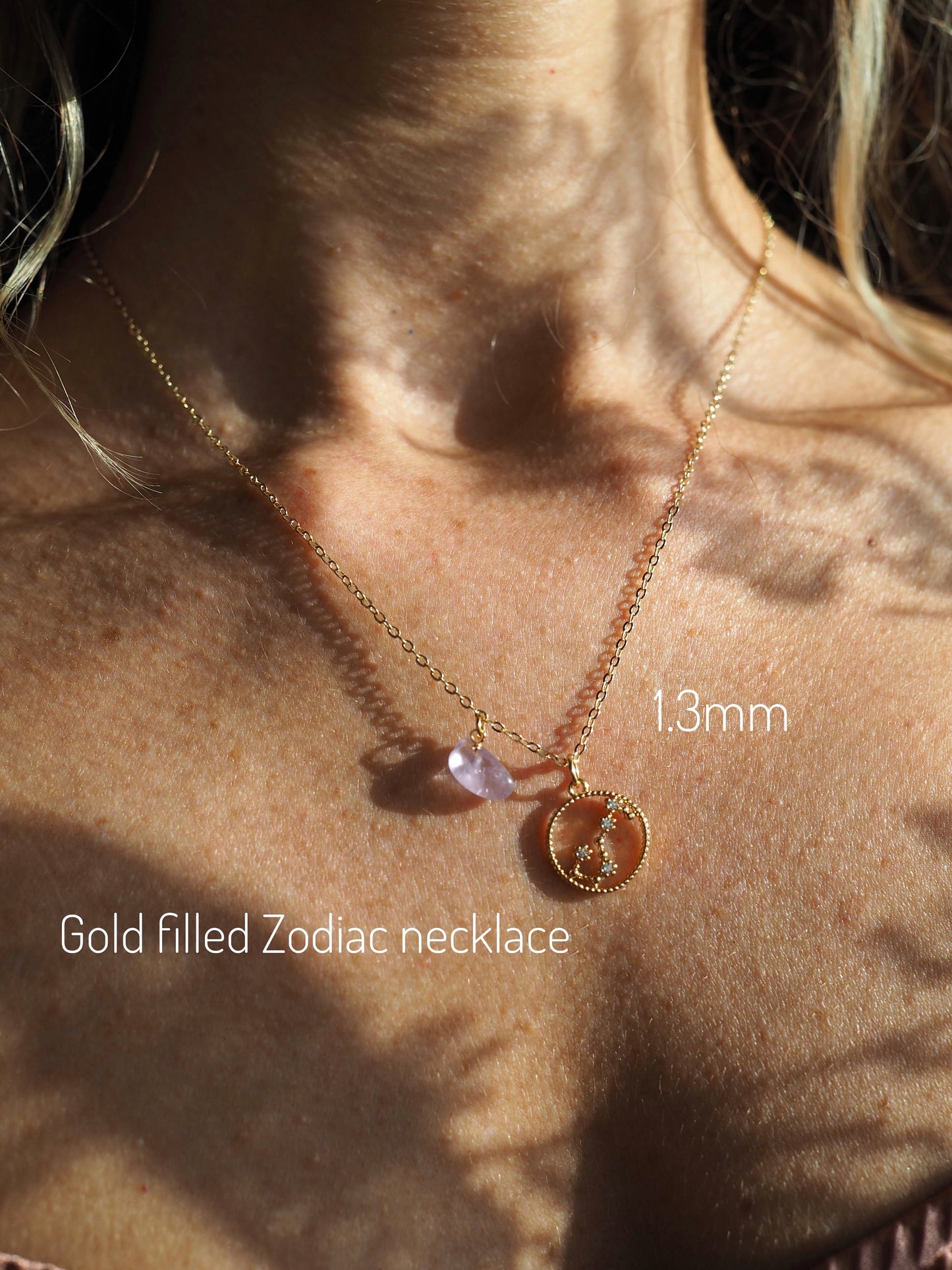 Gold filled Zodiac Necklace, Birthstone horoscope Necklace, Constellation Necklace Birth Sign, Christmas Gift Idea