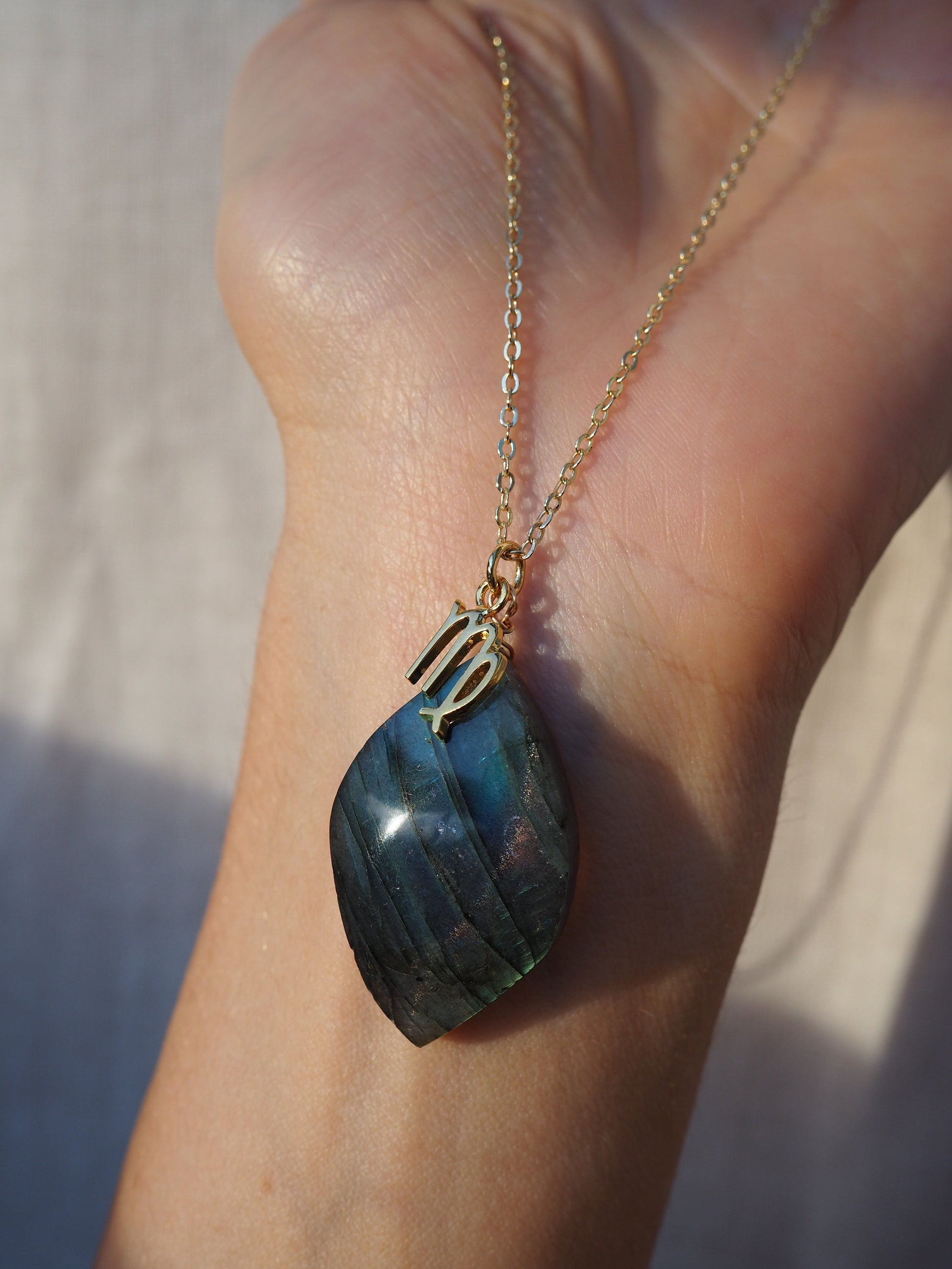 Rainbow Labradorite Necklace, real gold filled jewelry, large labradorite pendant